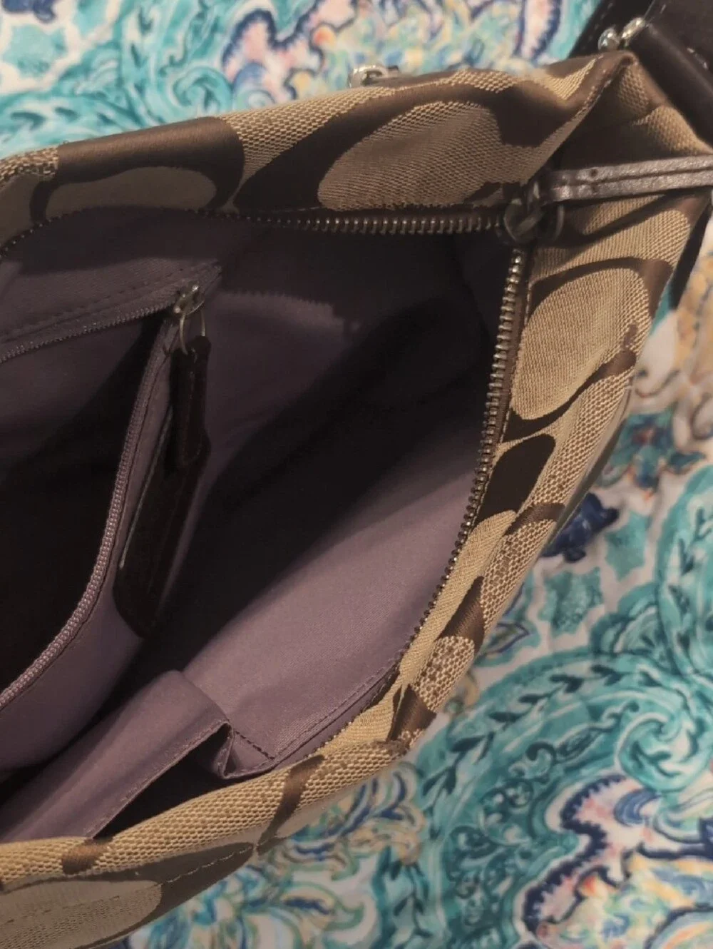 Coach Tan and Dark Brown Signature Canvas Shoulder Bag